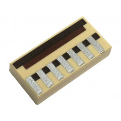Tile 1 x 2 with Pixelated Dark Brown and Reddish Brown Lines and Squares and Silver Grille Pattern (Minecraft Loom): {тухлено жълт}