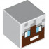 Minifigure, Head, Modified Cube with Pixelated Reddish Brown Face, Medium Azure Eyes and Light Bluish Gray Hair Pattern (Minecraft Ender Explorer): {бял}