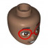 Mini Doll, Head Friends with Black Eyebrows, Reddish Brown Eyes, Glasses with Red Frames, Open Mouth Smile with Teeth Pattern: {умерено кафяв}