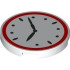 Tile, Round 3 x 3 with Clock Face with Red Border and Black Hands Pattern: {бял}