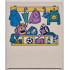 Glass for Window 1 x 6 x 6 Flat Front with Dark Azure, Dark Turquoise, Medium Lavender and Yellow Coats, Jackets, Umbrella, School Bags, Shoes and Soccer Ball Pattern: {бял}