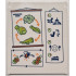 Glass for Window 1 x 6 x 6 Flat Front with Lime and Yellowish Green Frogspawn, Tadpoles and Frog Life Cycle with Orange Arrows, Flowers, Bee and Black Daily Plan Pictures Pattern: {бял}
