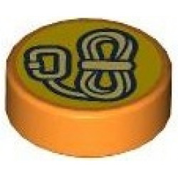Tile, Round 1 x 1 with Tan Rope with Carabiner on Bright Light Orange Background Pattern: {ярко оранжев}