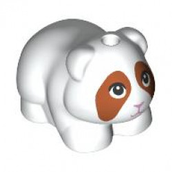 Guinea Pig, Friends with Bright Pink Nose and Mouth, Black Eyes with Dark Orange Contours Pattern (Ruby): {бял}