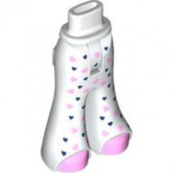 Mini Doll Hips and Trousers Bell-Bottoms with Bright Pink Shoes and Dark Blue Hearts Pattern - Thin Hinge: {бял}