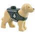 Dog, Labrador / Rescue Dog with Molded Dark Green Vest and Printed White and Gold Knit Fair Isle Holiday Sweater Pattern: {тухлено жълт}