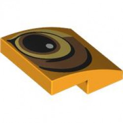 Slope, Curved 2 x 2 x 2/3 with Black, Bright Light Yellow and Medium Nougat Eye Pattern Model Right Side: {огнено жълто-оранжев}