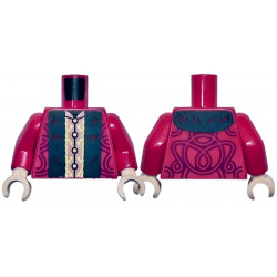 Torso Robe with Copper and Gold Centre Panel and Buttons, Black Fur Hem and Dark Red Ornate Swirls Pattern / Red Arms / Light Nougat Hands: {ярко червен}