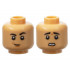 Minifigure, Head Dual Sided Black Eyebrows, Eyelids, Dark Orange Chin Dimple, Smirk / Scared Open Mouth with Teeth Pattern: {умерен тан}
