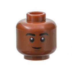 Minifigure, Head Black Eyebrows, Dark Brown Chin Dimple, Lopsided Grin Pattern: {червеникаво-кафяв}