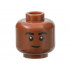 Minifigure, Head Black Eyebrows, Dark Brown Chin Dimple, Lopsided Grin Pattern: {червеникаво-кафяв}