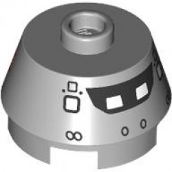 Cone 2 x 2 Truncated with Black and White Cockpit Window, Circles, Hatch, NASA Logo and United States Flag Pattern: {умерено каменно сив}