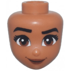 Mini Doll, Head Friends with Black Eyebrows, Right Raised, Eyelashes, Reddish Brown Eyes and Lips, Wide Grin Pattern (Moana): {сиена}