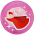Tile, Round 1 x 1 with Fairy Godmother Flora, Light Nougat Face, Red Cloak, White Dots and Sparkles Pattern: {прозрачен умерено виолетов опал}