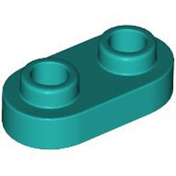 PLATE 1X2, ROUNDED, NO. 1: {ярко синьо-зелен}