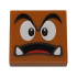 Tile 2 x 2 with Black Eyebrows, Dark Brown and White Eyes Looking Straight, Surprised Open Mouth with Bottom Fangs and Red Tongue Pattern (Super Mario Goomba Face): {тъмно оранжев}