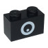 Brick 1 x 2 with White Circle and Dot Pattern (Super Mario Chain Chomp Eye): {черен}