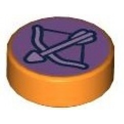 Tile, Round 1 x 1 with Lavender Bow and Arrow on Medium Lavender Background Pattern: {ярко оранжев}