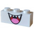 Brick 1 x 3 with Dark Red Open Mouth Smile with Sharp Teeth and Dark Pink Tongue Pattern (Super Mario Boo Lower Face): {бял}