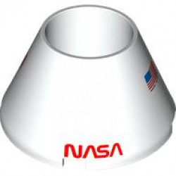 Cone 4 x 4 x 2 Hollow No Studs with Red 'NASA', Hatch, Black Line and United States Flags Pattern: {бял}