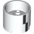 Brick, Round 3 x 3 x 2 with Recessed Center and Axle Hole with 2 Black Rectangles Pattern: {бял}