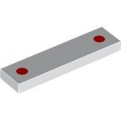 Tile 1 x 4 with 2 Red Dots Pattern (BrickHeadz Queen Amidala Cheeks): {бял}