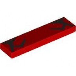 Tile 1 x 4 with Black Markings Pattern (BrickHeadz Darth Maul Lower Face): {ярко червен}