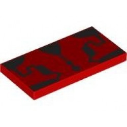 Tile 2 x 4 with Black Markings Pattern (BrickHeadz Darth Maul Forehead): {ярко червен}