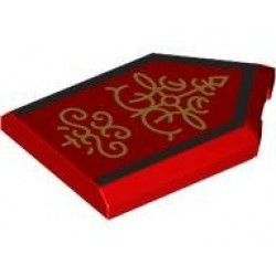 Tile, Modified 2 x 3 Pentagonal with Gold Ornaments and Black Trim Pattern (BrickHeadz Queen Amidala Dress): {ярко червен}