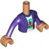 Torso Mini Doll Girl Dark Purple Hoodie over White Shirt with Orange Tent, Dark Blue Trees, Dark Turquoise Sky and Ground Pattern, Nougat Arms with Hands with Dark Purple Long Sleeves: {нуга}