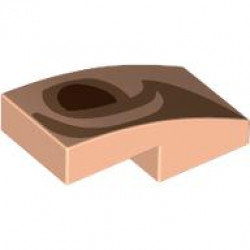 Slope, Curved 2 x 1 x 2/3 with Reddish Brown Right Eye with Medium Nougat Eyelid and Shadow Pattern (Mona Lisa): {светло нуга}