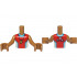 Torso Mini Doll Boy Red and White Sleeveless Wetsuit with Medium Azure Trim, Yellow Whistle, Life Preserver on Back Pattern, Medium Nougat Arms with Hands: {умерен нуга}