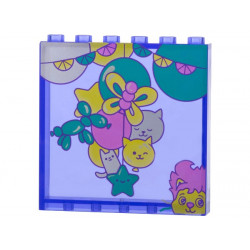Panel 1 x 6 x 5 with Dark Turquoise, Dark Pink, Silver, and Yellow Balloons and Garland Pattern: {прозрачно ярко синьо-виолетов}