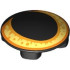 Plate, Round 2 x 2 with Rounded Bottom (Boat Stud) with Cat Eye with Large Pupil and Bright Light Yellow, Bright Light Orange and Orange Iris Pattern: {черен}