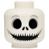 Minifigure, Head Skull Large Black Eyes, Nostrils and Very Wide Mouth with Light Bluish Gray Ends Pattern: {бял}
