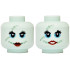 Minifigure, Head Dual Sided Alien Female Sand Green Stitching, Black Eyelashes, Medium Blue Eye Shadow, Dark Red Lips Small Smile, Closed Mouth / Showing Teeth Pattern: {аквамарин}