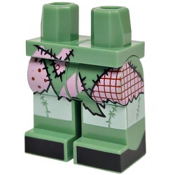 Hips and Legs with Bright Pink, White and Dark Red Ragdoll Patchwork, Black Stitching and Toes Pattern: {пясъчно зелен}