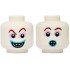 Minifigure, Head Dual Sided Alien Dark Red Eyebrows, Lavender Sunken Eyes, Medium Azure Lips, Grin with Pointed Teeth / Surprised Open Mouth Pattern: {бял}