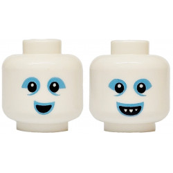 Minifigure, Head Dual Sided Alien, Black Eyes, Medium Blue Eye Shadow, Open Mouth / Smile with Pointed Teeth Pattern: {бял}