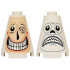 Cone 2 x 2 x 2 - Open Stud with Light Nougat Face, Coral Cheeks, Black Eyes and Nose, Open Mouth Grin with Teeth, Winking / Sad Frown with Light Bluish Gray Lips Pattern: {бял}