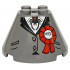 Cone 4 x 4 x 2 with Axle Hole with Jacket with Buttons and Pockets over White Shirt, Black Spider and 'MAYOR' on Red Award Ribbon Pattern: {тъмно каменно сив}