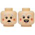Minifigure, Head Dual Sided White and Light Bluish Gray Bushy Eyebrows, Medium Nougat Wrinkles and Crow's Feet, Coral Cheeks, Surprised / Open Mouth with Teeth and Tongue Pattern: {светло нуга}