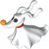 Dog, Disney with Molded Red Collar and Printed Black Eyes and Orange Pumpkin Nose Pattern (Zero): {бял}