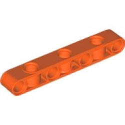 Technic, Liftarm, Modified Perpendicular Holes Thick 1 x 7: {червеникаво-оранжев}