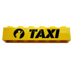 Brick 1 x 6 With Black 'TAXI' and Waving Minifigure Silhouette in Circle Pattern: {ярко жълт}