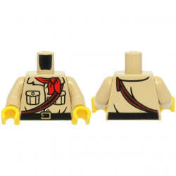 Torso Shirt with Buttons and Pockets, Black Belt with Gold Buckle, Red Neckerchief, Reddish Brown Ropes Pattern / Tan Arms / Yellow Hands: {тухлено жълт}