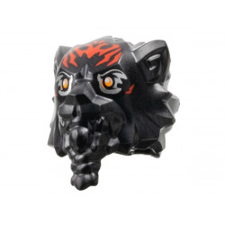 Minifigure, Head, Modified Tiger with Braided Beard with Red Markings and Orange Eyes with Silver Outlines Pattern: {черен}