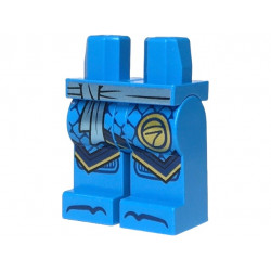 Hips and Legs with Metallic Light Blue Sash, Ninjago Logogram Letter N in Circle, Dark Blue Robe Ends with Gold Trim, Knee Pads and Toes Pattern: {тъмно небесносин}
