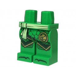 Hips and Legs with Yellowish Green Sash, Ninjago Logogram Letter L in Circle, Dark Green Robe Ends with Gold Trim, Knee Pads and Toes Pattern: {ярко зелен}