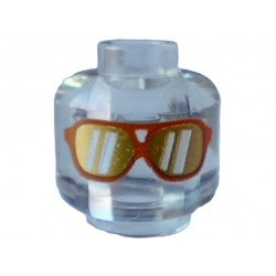 Minifigure, Head Medium Nougat Glasses with Gold Lenses with White Reflections Pattern: {прозрачен}